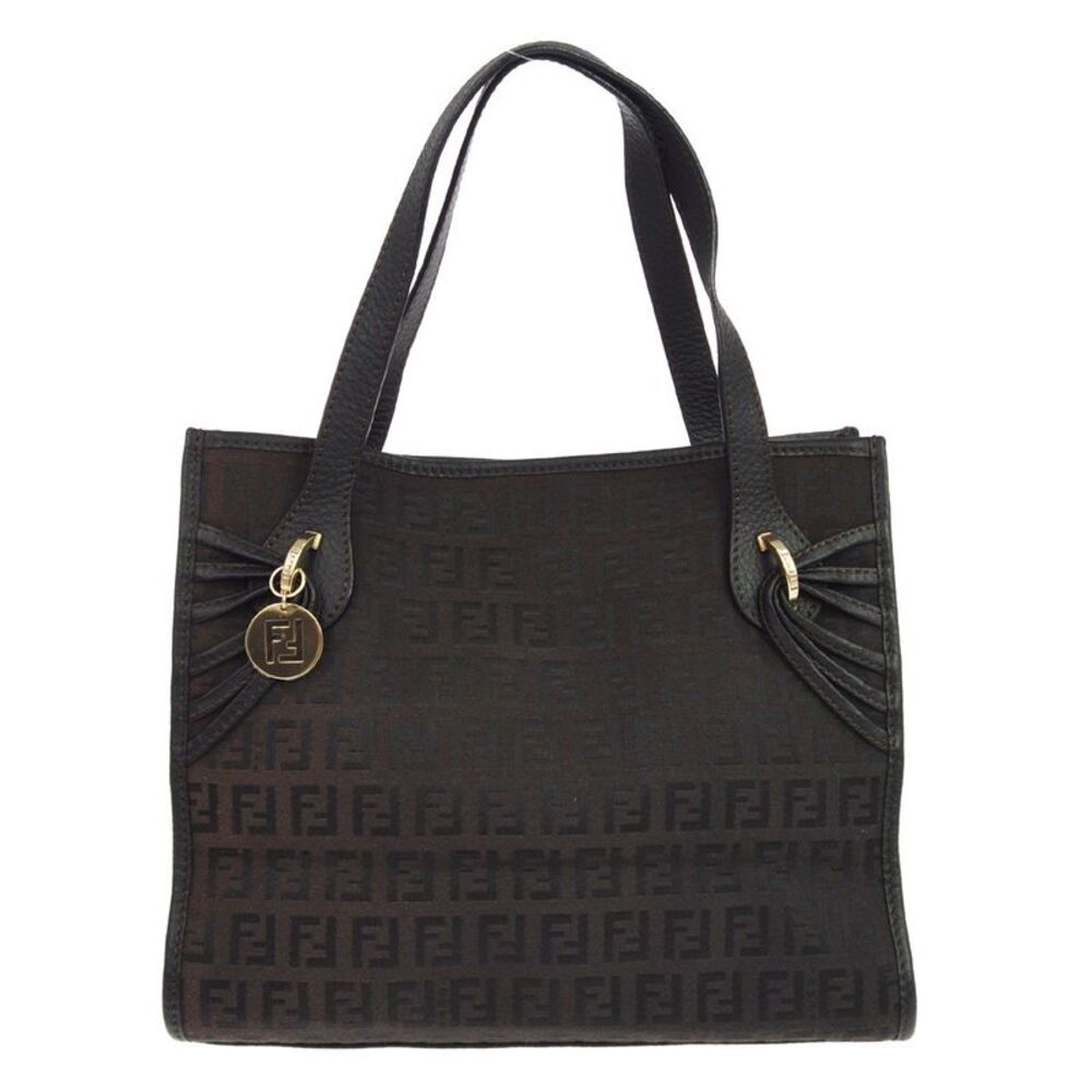 Fendi Vintage Zucchino Canvas Black Canvas Tote Bag Bag